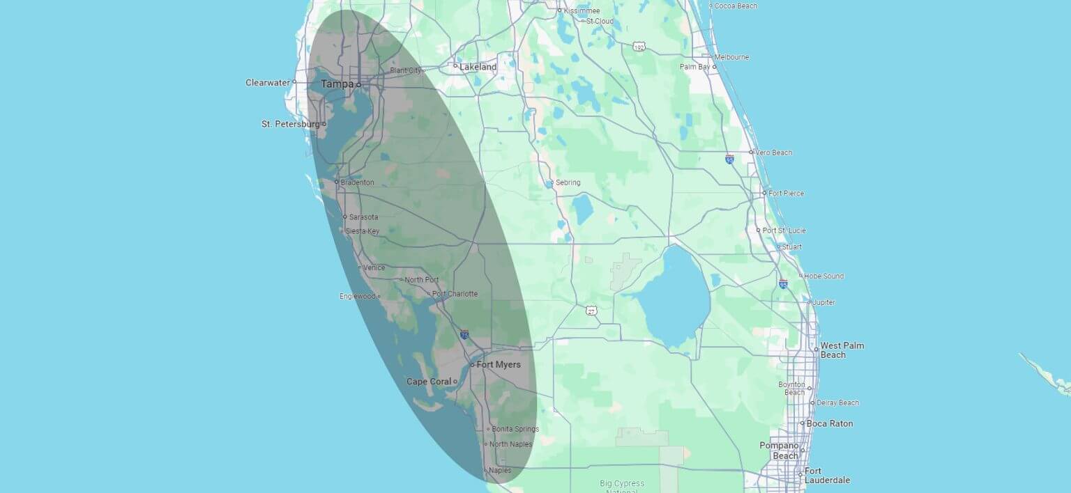Gulf Coast Florida Map Ellipse