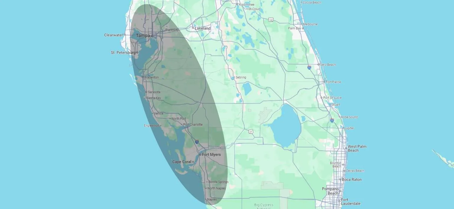 Gulf Coast Florida Map Ellipse