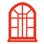 Red Arch Window Grid
