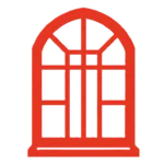 Red Arch Window Grid